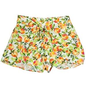BCBGeneration Shorts High Waist Wrap Layer Tie Elastic Waist XL‎ White Fruit NWT